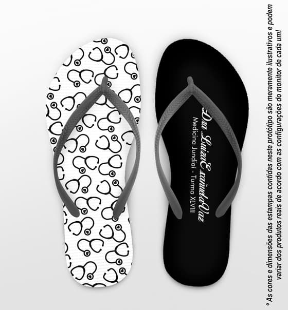 Chinelo Formatura Medicina Esteto Fundo Preto Personalizado COD 5785