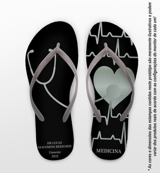 Chinelo Formatura Medicina Estetoscópio Personalizado COD 10613