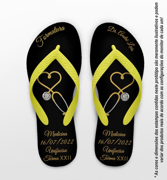 Chinelo Formatura Medicina Estetoscópio Personalizado COD 3088