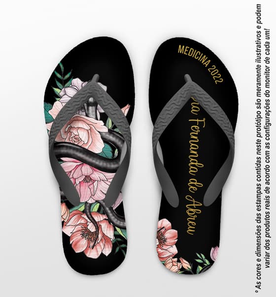 Chinelo Formatura Medicina Floral Personalizado COD 10352