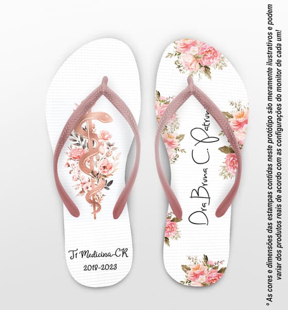 Chinelo Formatura Medicina Floral Personalizado COD 10861