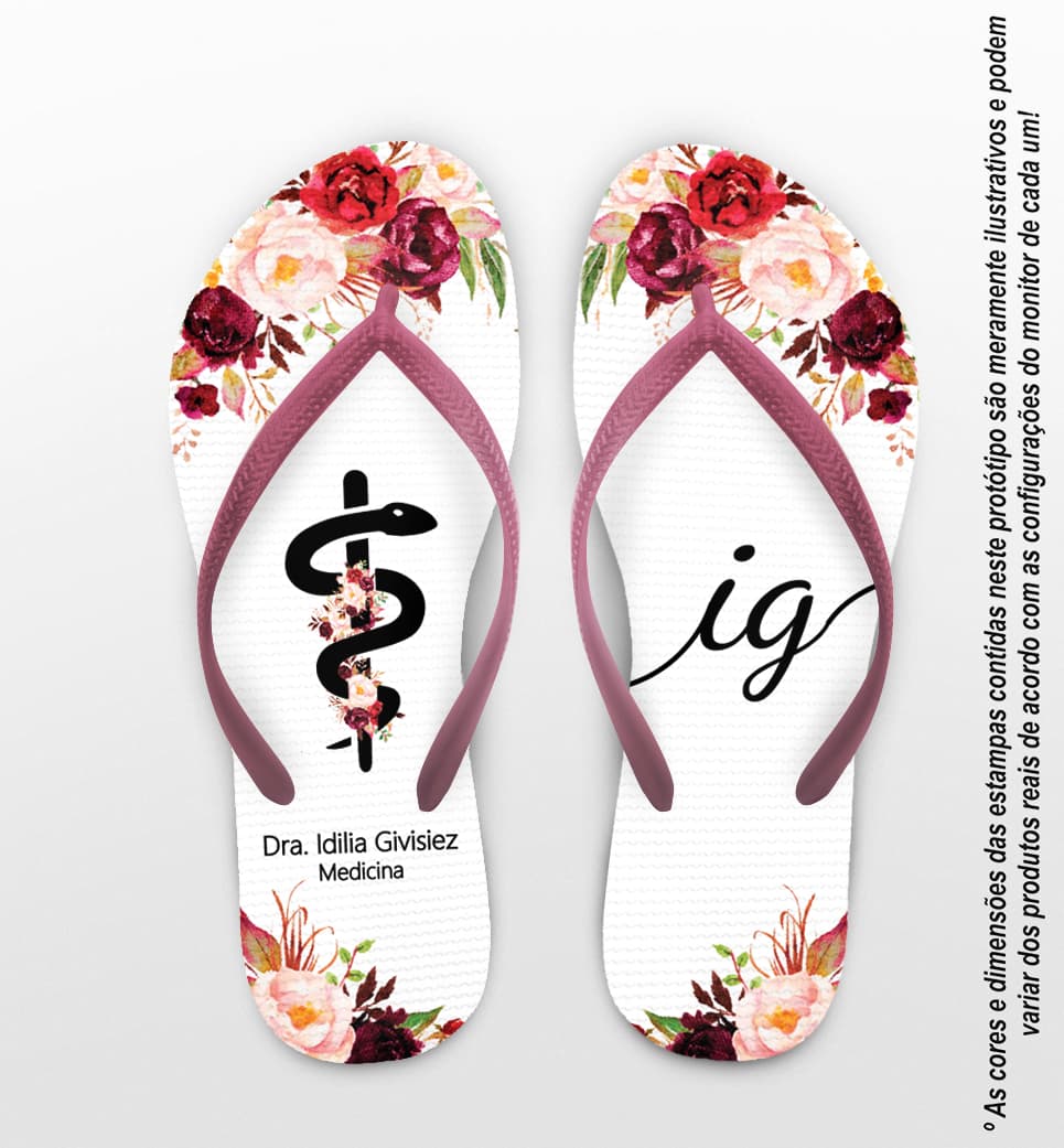 Chinelo Formatura Medicina Floral Personalizado COD 10873