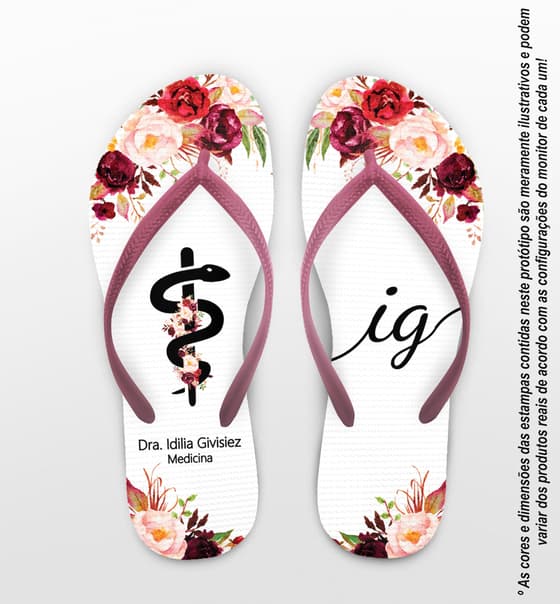 Chinelo Formatura Medicina Floral Personalizado COD 10873