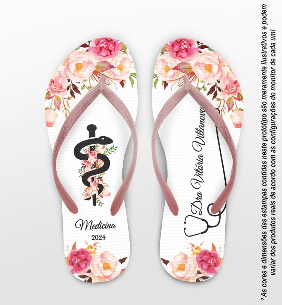 Chinelo Formatura Medicina Floral Personalizado COD 10874