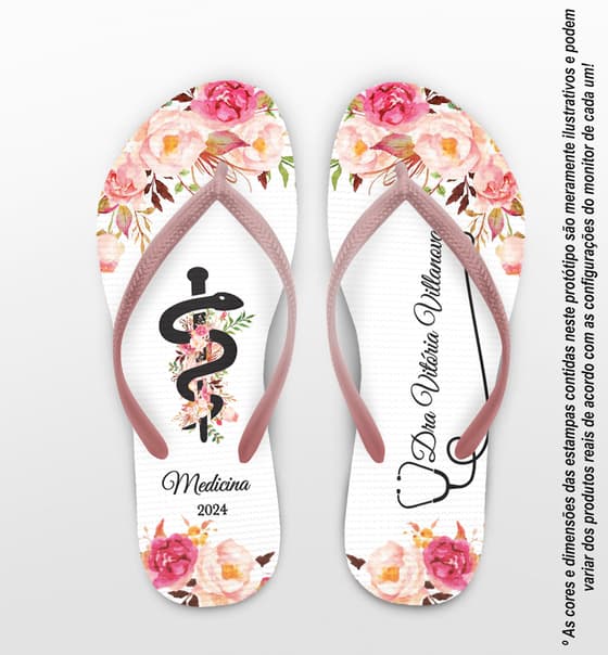 Chinelo Formatura Medicina Floral Personalizado COD 10874