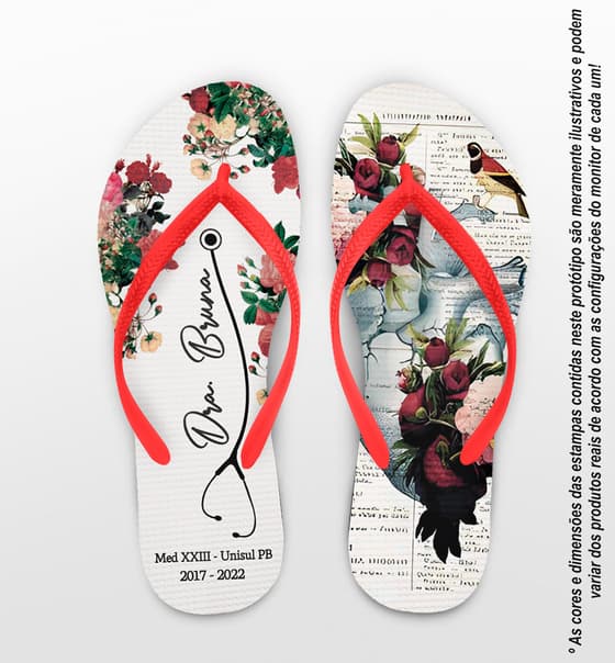 Chinelo Formatura Medicina Floral Personalizado COD 12383