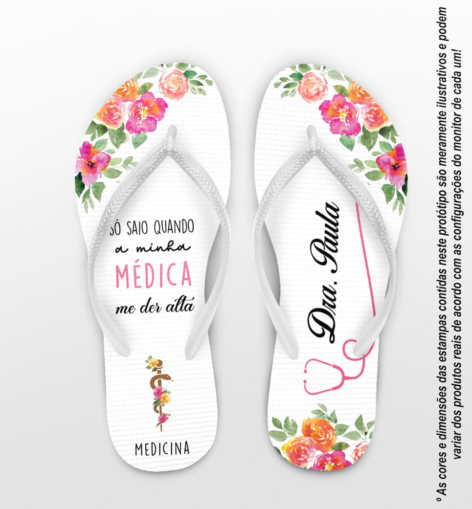 Chinelo Formatura Medicina Floral Personalizado COD 12388