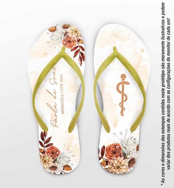 Chinelo Formatura Medicina Floral Personalizado COD 12769