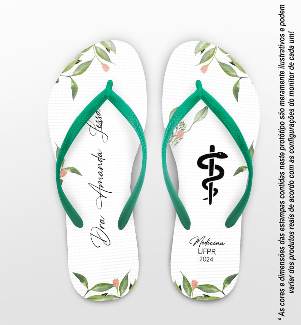 Chinelo Formatura Medicina Folhagem Personalizado COD 12765