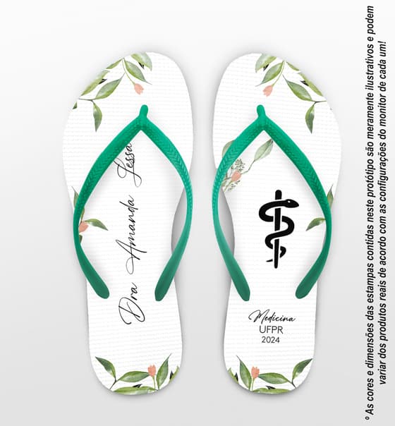 Chinelo Formatura Medicina Folhagem Personalizado COD 12765
