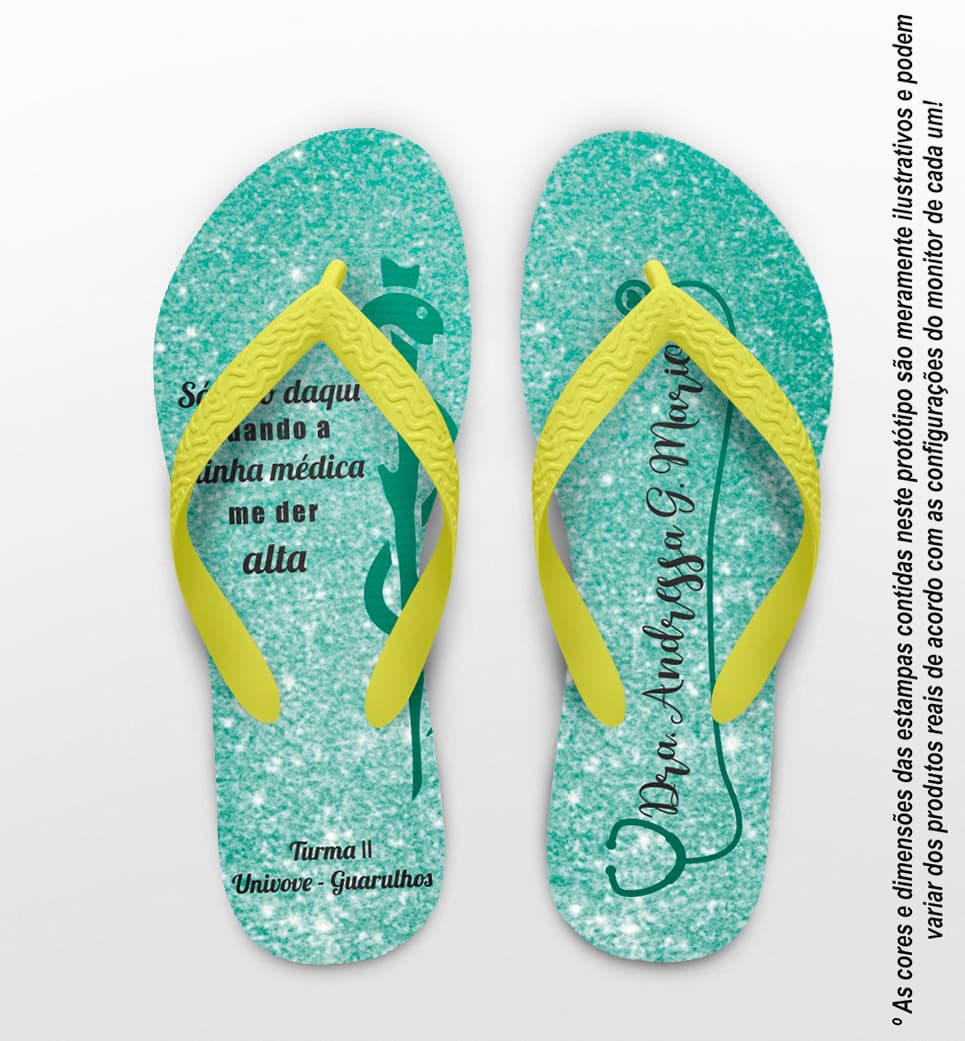 Chinelo Formatura Medicina Glitter Medicina COD 10879