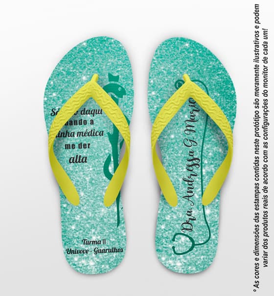 Chinelo Formatura Medicina Glitter Medicina COD 10879