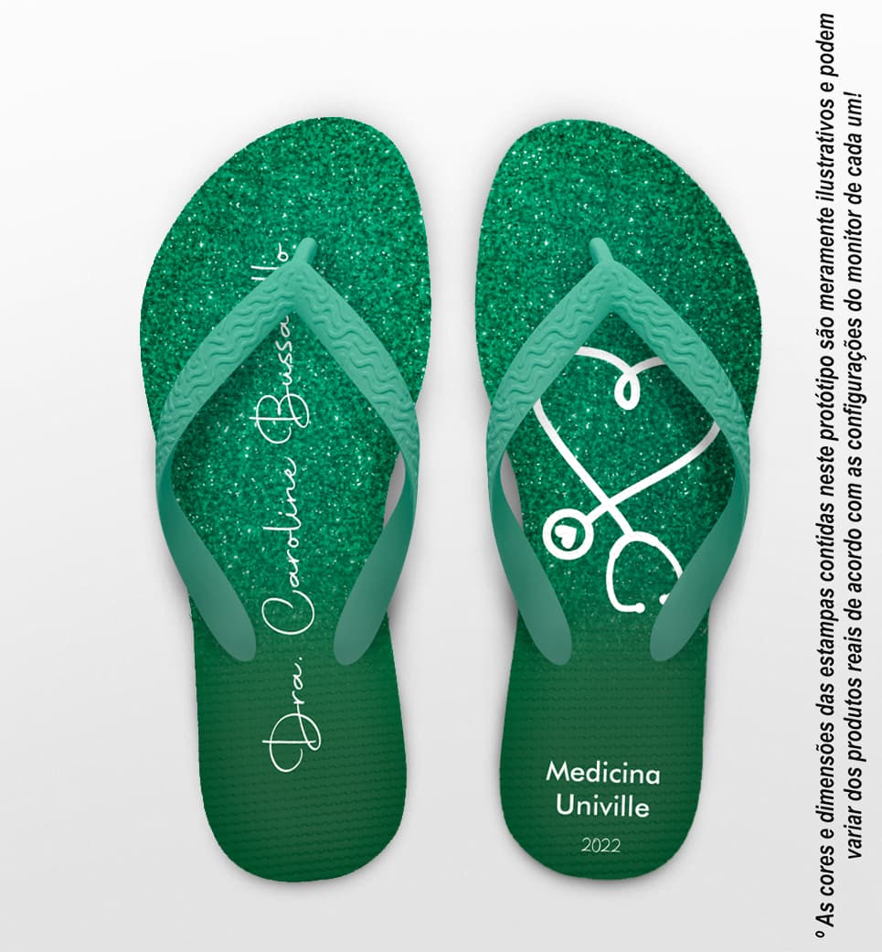 Chinelo Formatura Medicina Glitter Personalizado COD 10870