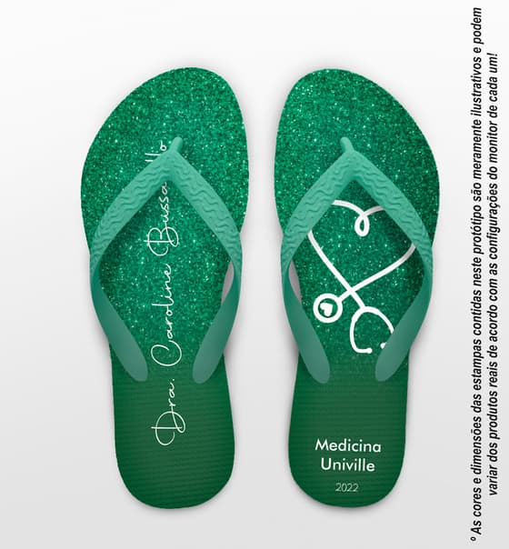 Chinelo Formatura Medicina Glitter Personalizado COD 10870