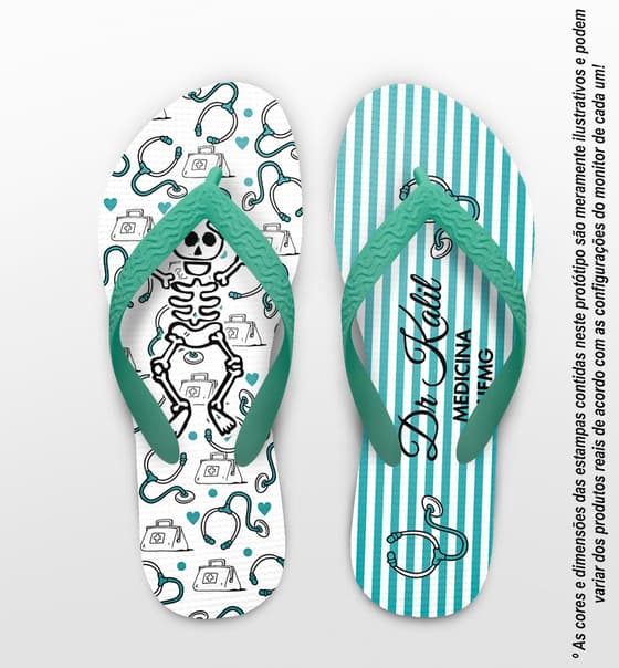 Chinelo Formatura Medicina Listrado com Esqueleto COD 6037