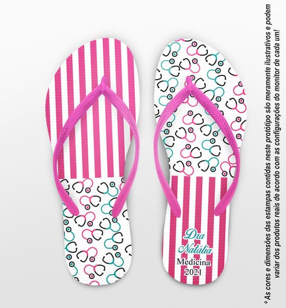 Chinelo Formatura Medicina Listras Rosas Personalizado - COD 2872
