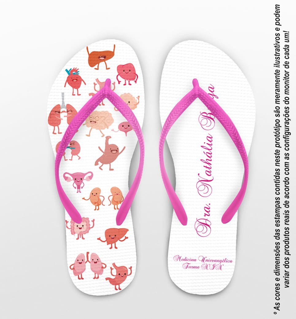 Chinelo Formatura Medicina Órgãos do Corpo Cute Personalizado COD 5800