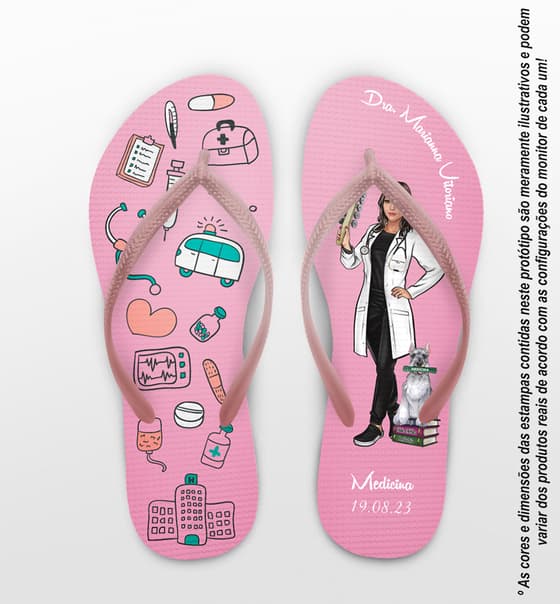 Chinelo Formatura Medicina Rosa Personalizado COD 3486