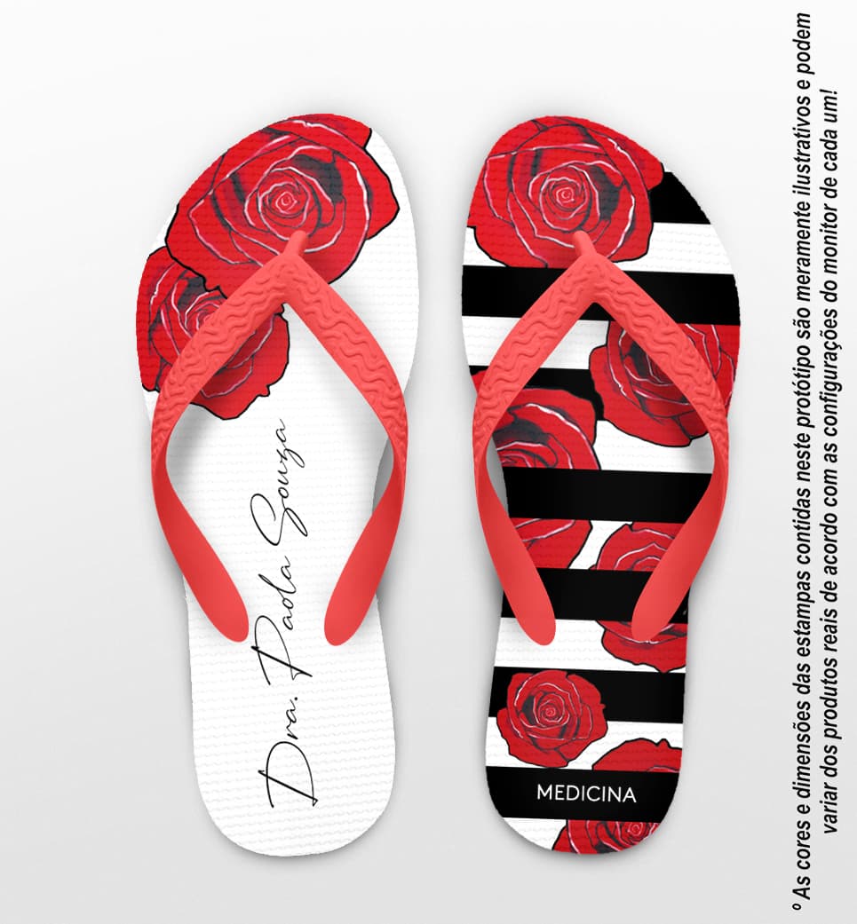 Chinelo Formatura Medicina Rosas Personalizado COD 12764