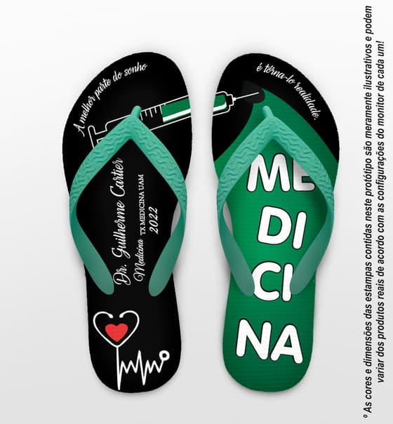 Chinelo Formatura Medicina Verde Personalizado - COD 2828