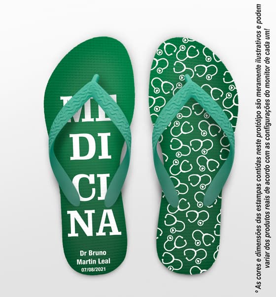 Chinelo Formatura Medicina Verde Personalizado COD 8001