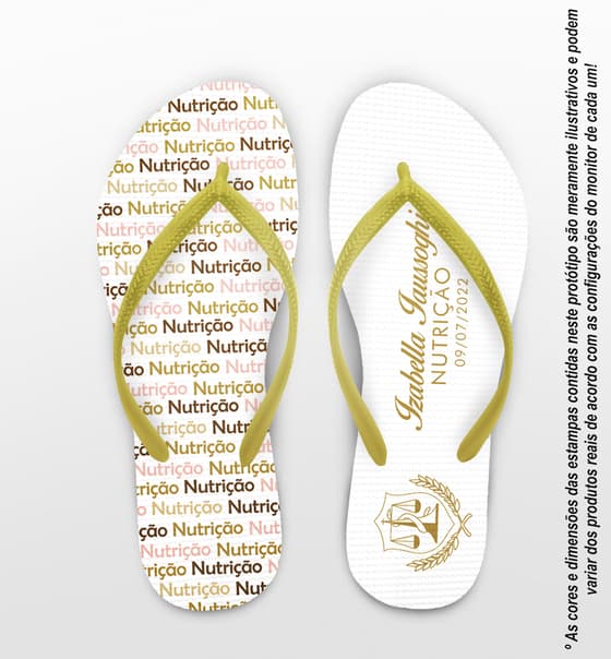 Chinelo Formatura Nutrição, Amarelo Personalizado COD 3548