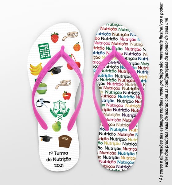 Chinelo Formatura Nutrição Frutas Personalizado - COD 2983