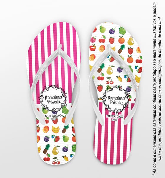 Chinelo Formatura Nutrição Rosa Personalizado COD 3423