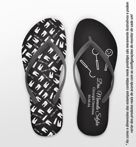 Chinelo Formatura Odonto Fundo Preto com Dentes COD 6020