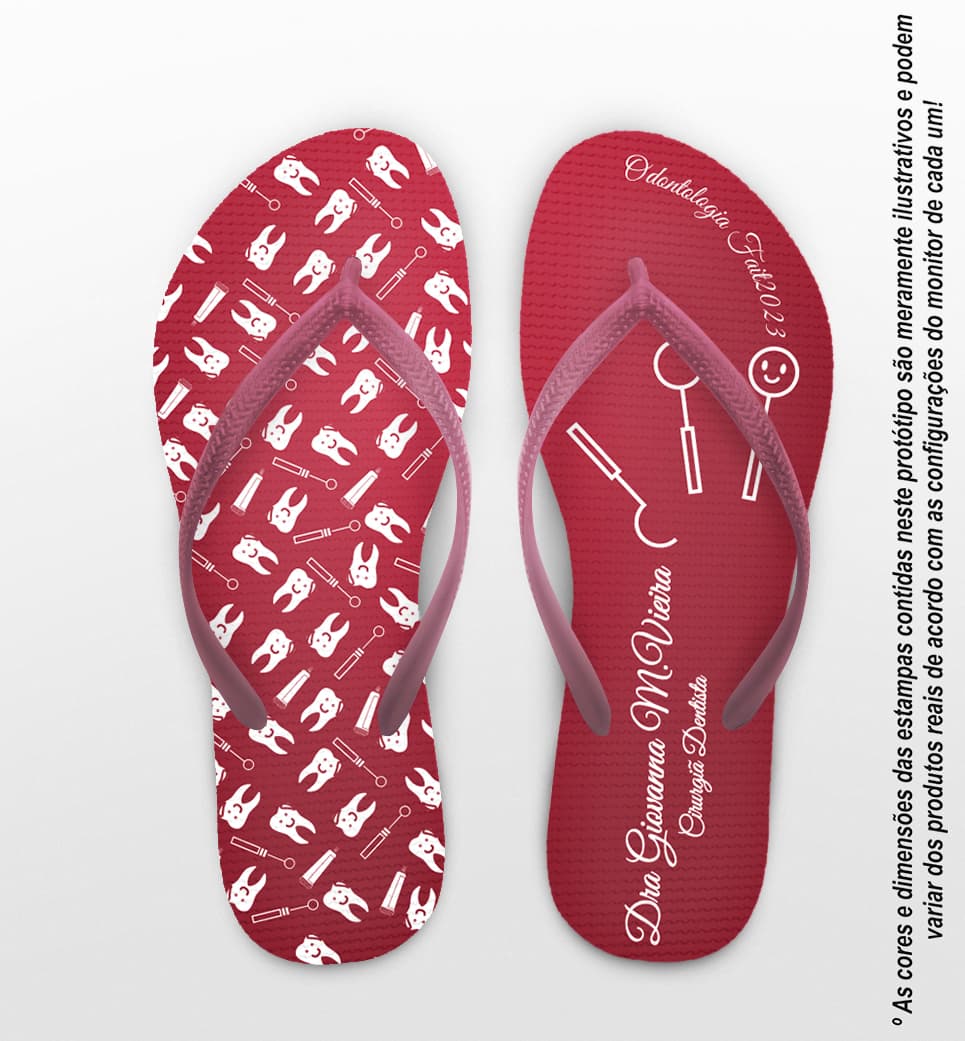 Chinelo Formatura Odontologia Bordô Personalizado COD 5228