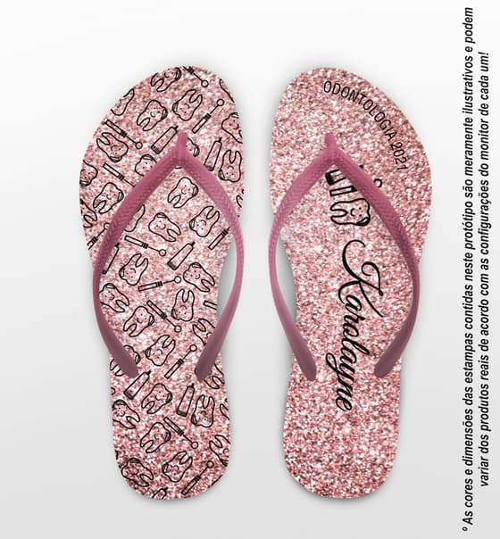 Chinelo Formatura Odontologia Glitter Personalizado COD 9574