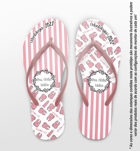 Chinelo Formatura Odontologia Listrado com Dentes Cute Personalizado COD 5817