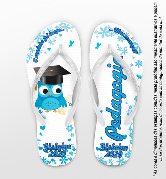 Chinelo Formatura Pedagogia Azul Personalizado - COD 2861