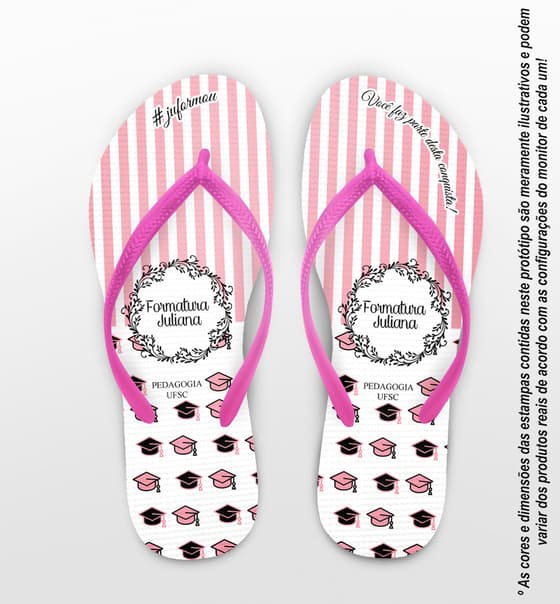 Chinelo Formatura Pedagogia Capelos Personalizado COD 10374