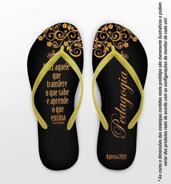 Chinelo Formatura Pedagogia Dourado - Personalizado COD 3079