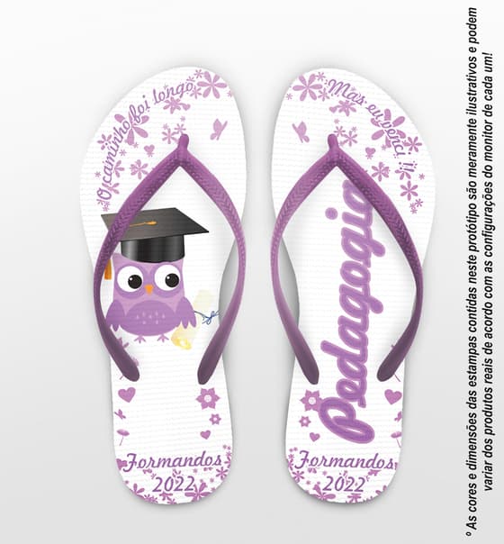 Chinelo Formatura Pedagogia Lilás Personalizado COD 3624