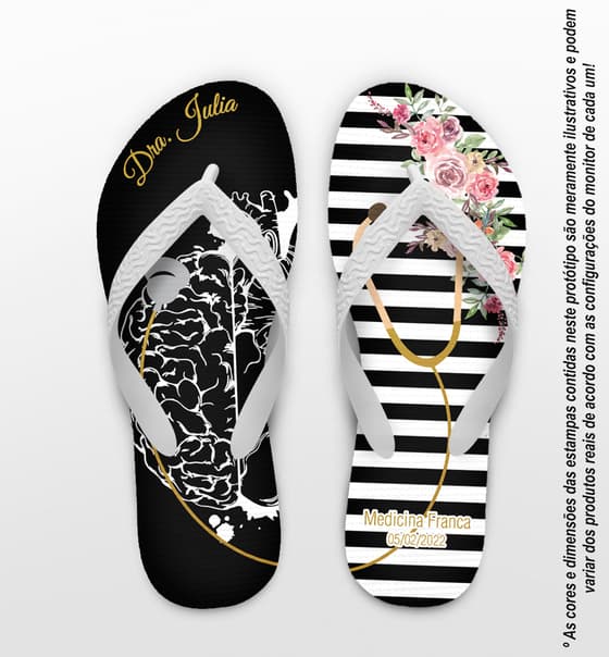 Chinelo Formatura Personalizado Enfermagem Listrado COD 9170