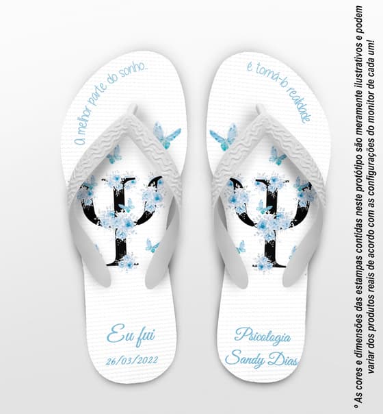 Chinelo Formatura Psicologia Floral Personalizado COD 10621