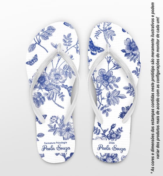 Chinelo Formatura Psicologia Floral Personalizado COD 12833