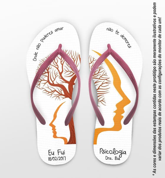 Chinelo Formatura Psicologia Rosto Personalizado COD 3626