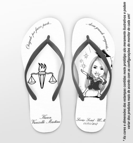 Chinelo Formatura Serviço Social Personalizado COD 4022