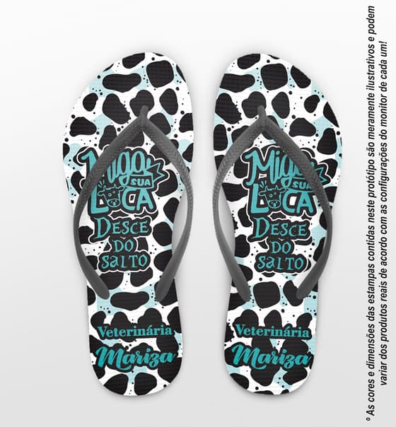 Chinelo Formatura Veterinária Animal Print Vaca Personalizado COD 12604