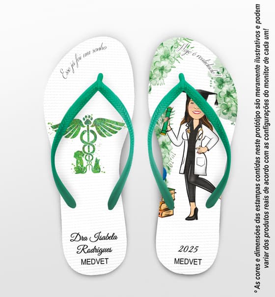Chinelo Formatura Veterinária Caricatura Personalizado COD 10891