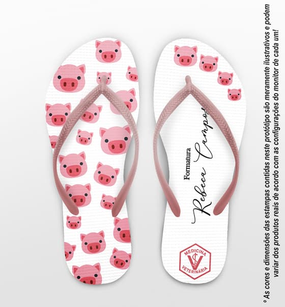 Chinelo Formatura Veterinária Porquinho Personalizado COD 10624