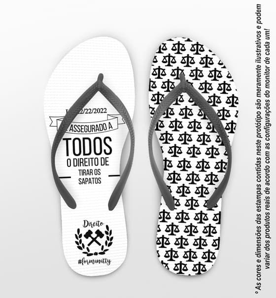Chinelo Personalizado Formatura Direito Preto com Balanças COD 6343