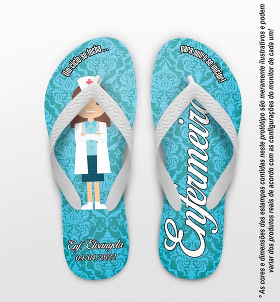 Chinelo Personalizado Formatura Enfermagem com Arabesco COD 6260