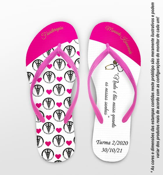 Chinelo Personalizado Formatura Fisioterapia Rosa com Esteto COD 6370