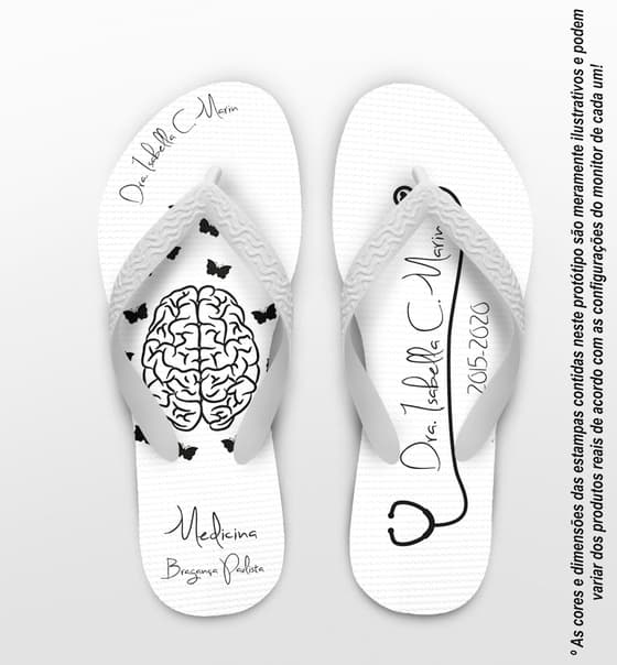 Chinelo Personalizado Formatura Medicina Cérebro com Borboletas COD 6378