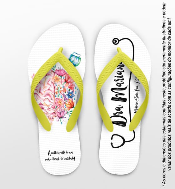 Chinelo Personalizado Formatura Medicina Cérebro com Flores COD 6379