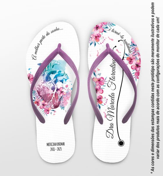 Chinelo Personalizado Formatura Medicina com Flores COD 6369